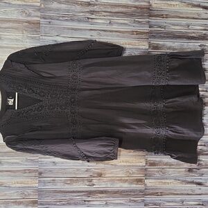 Anthropology Charcoal Lace Embellished Dress size S